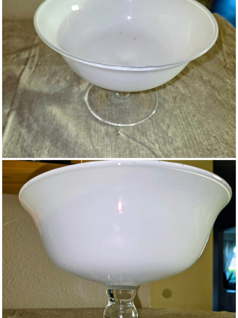 White Glass Compote Pedestal Bowl